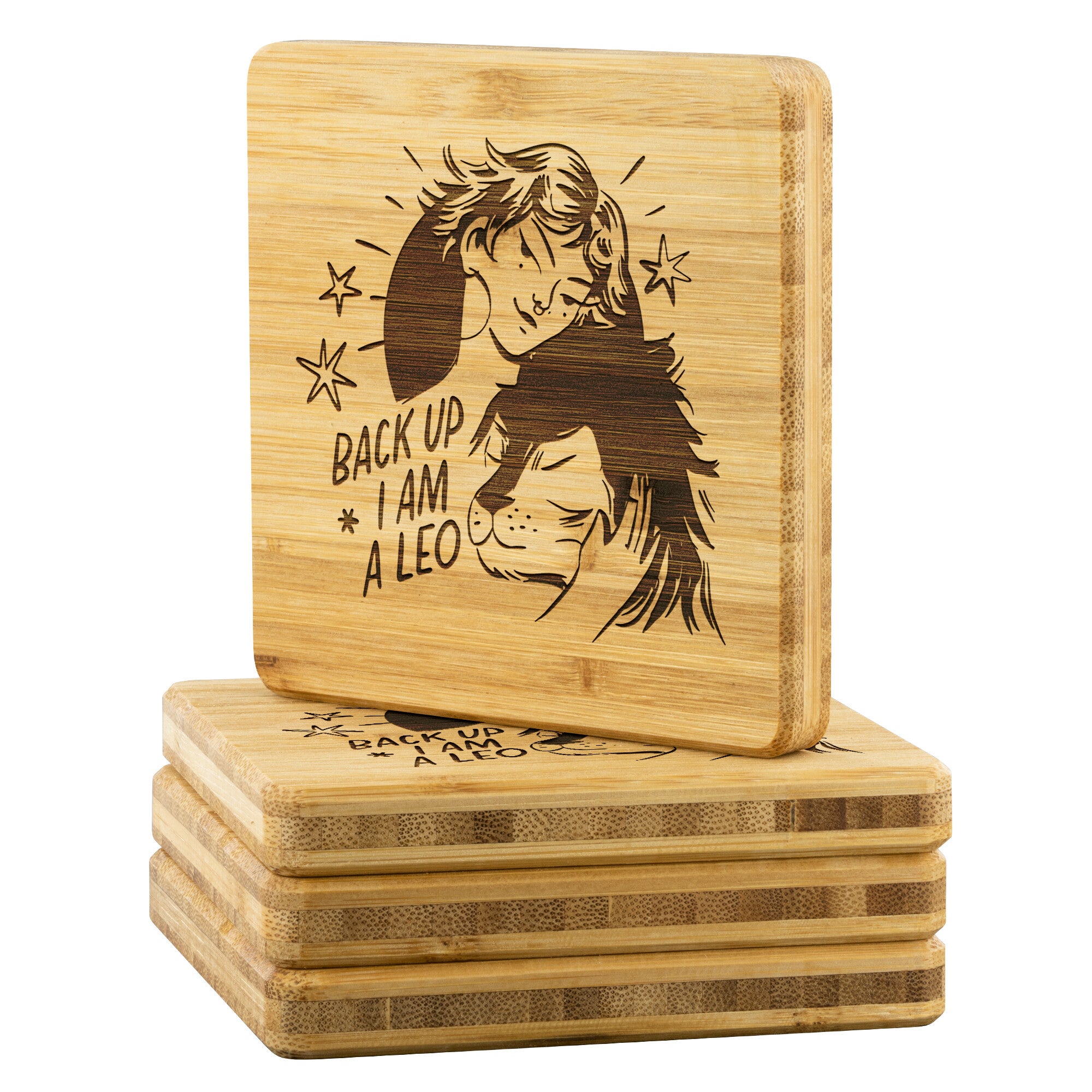 Leo Bamboo Coaster - 4pc