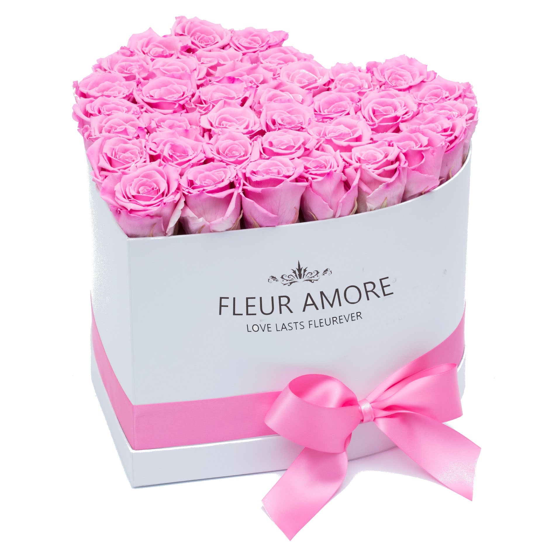 Pink Preserved Roses | Heart White Huggy Rose Box