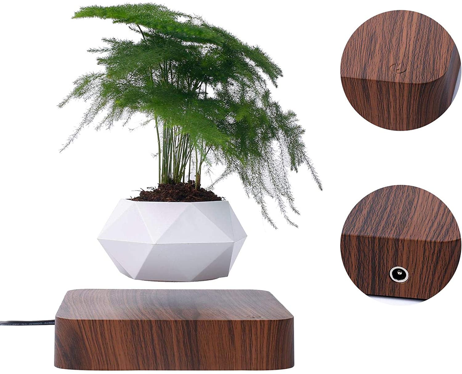 Newly Levitating Plant Pot|Creative Levitating Air Bonsai Pot|Rotation Planters|Magnetic Levitation Suspension Flower Floating Pot|Potted Plant Desk Decor|Flower Pots & Planters|Birthday Gift