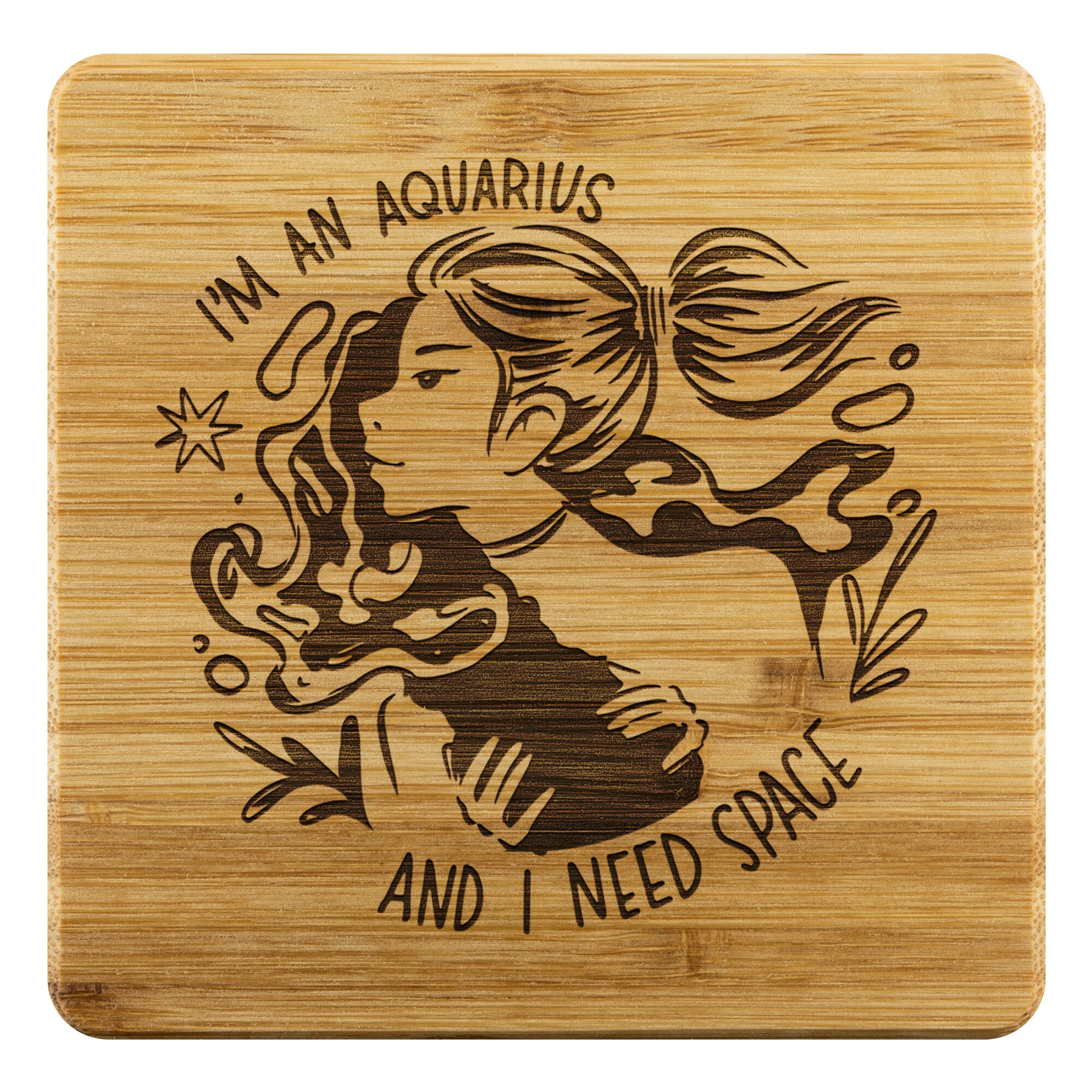 Aquarius Bamboo Coaster - 4pc