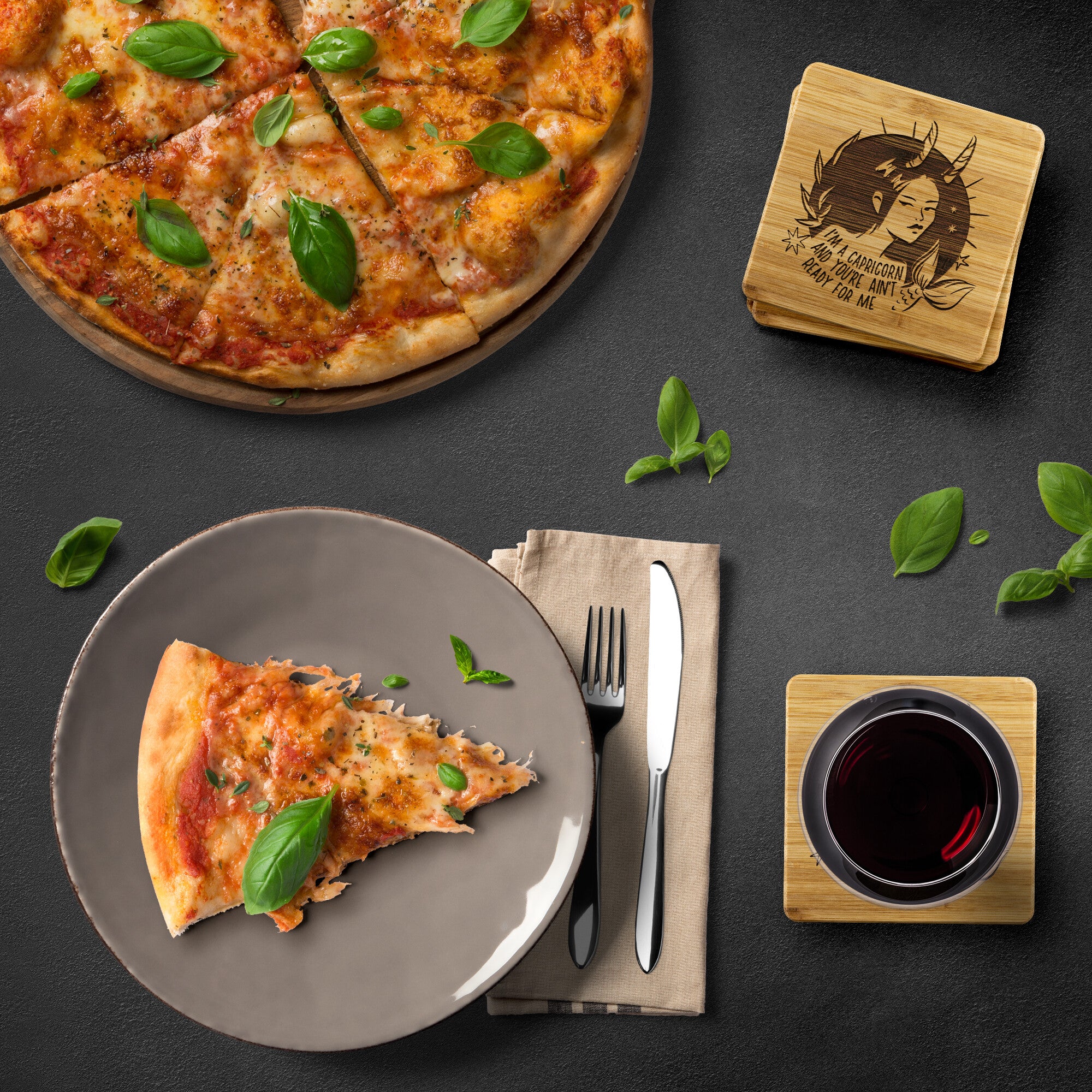 Capricorn Bamboo Coaster - 4pc