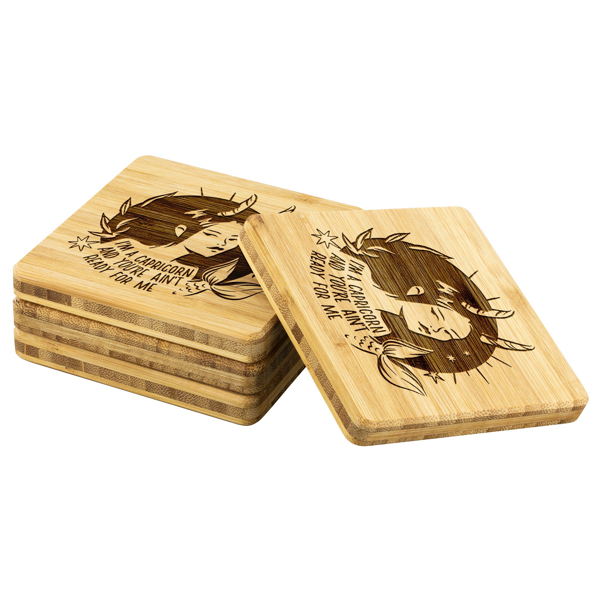 Capricorn Bamboo Coaster - 4pc