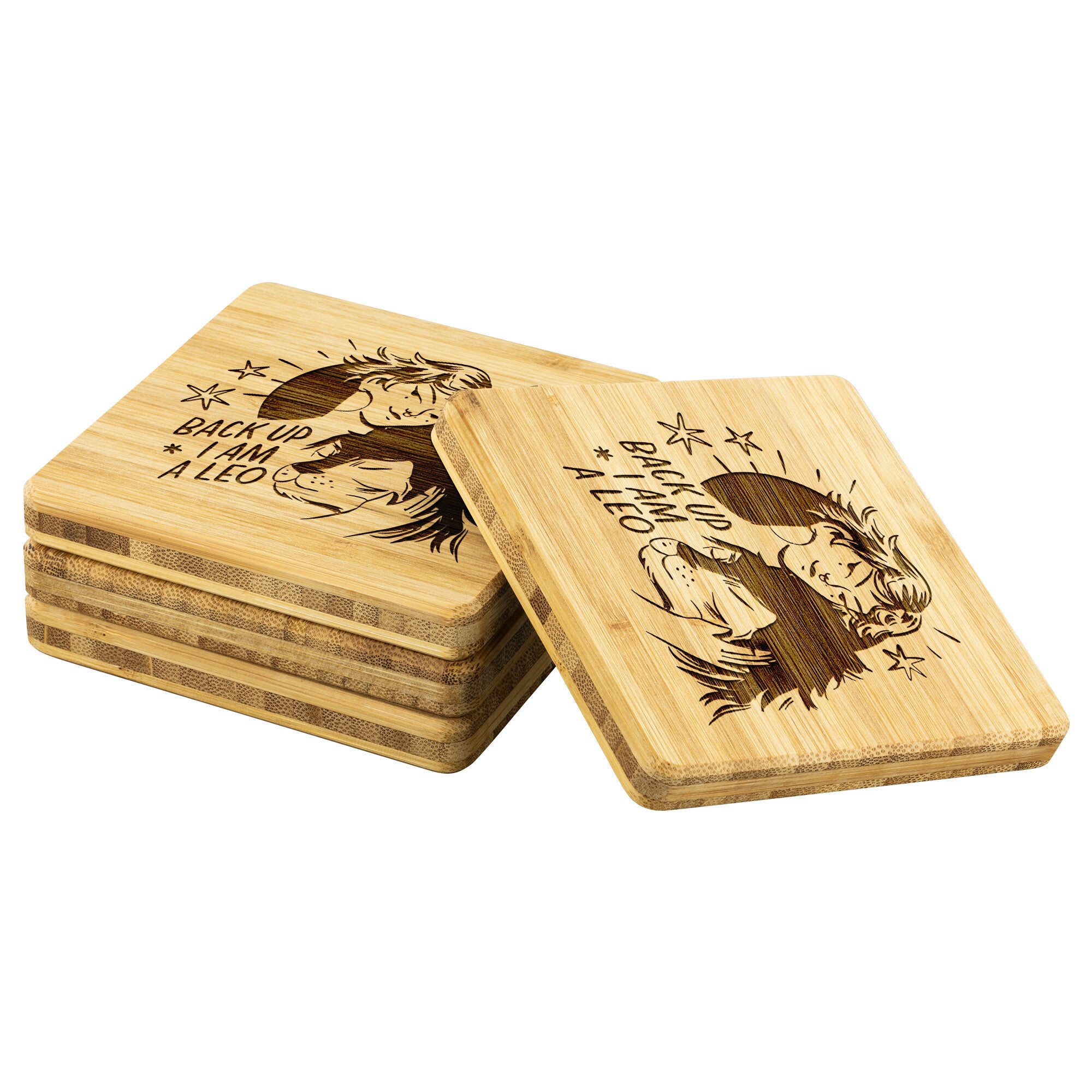 Leo Bamboo Coaster - 4pc