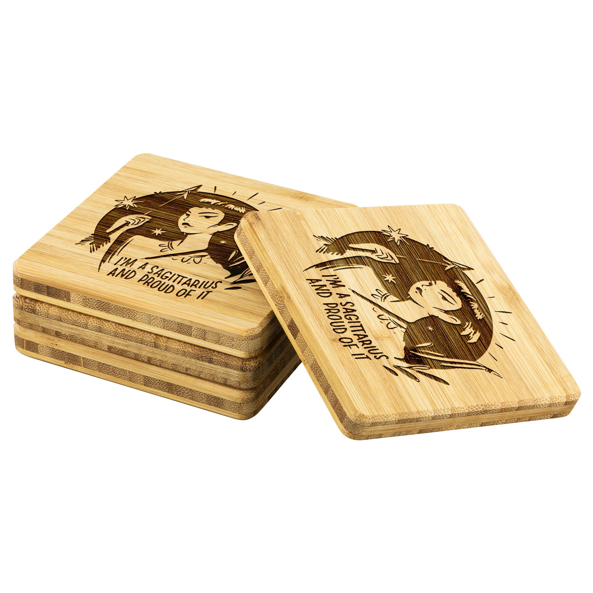 Sagittarius Bamboo Coaster - 4pc