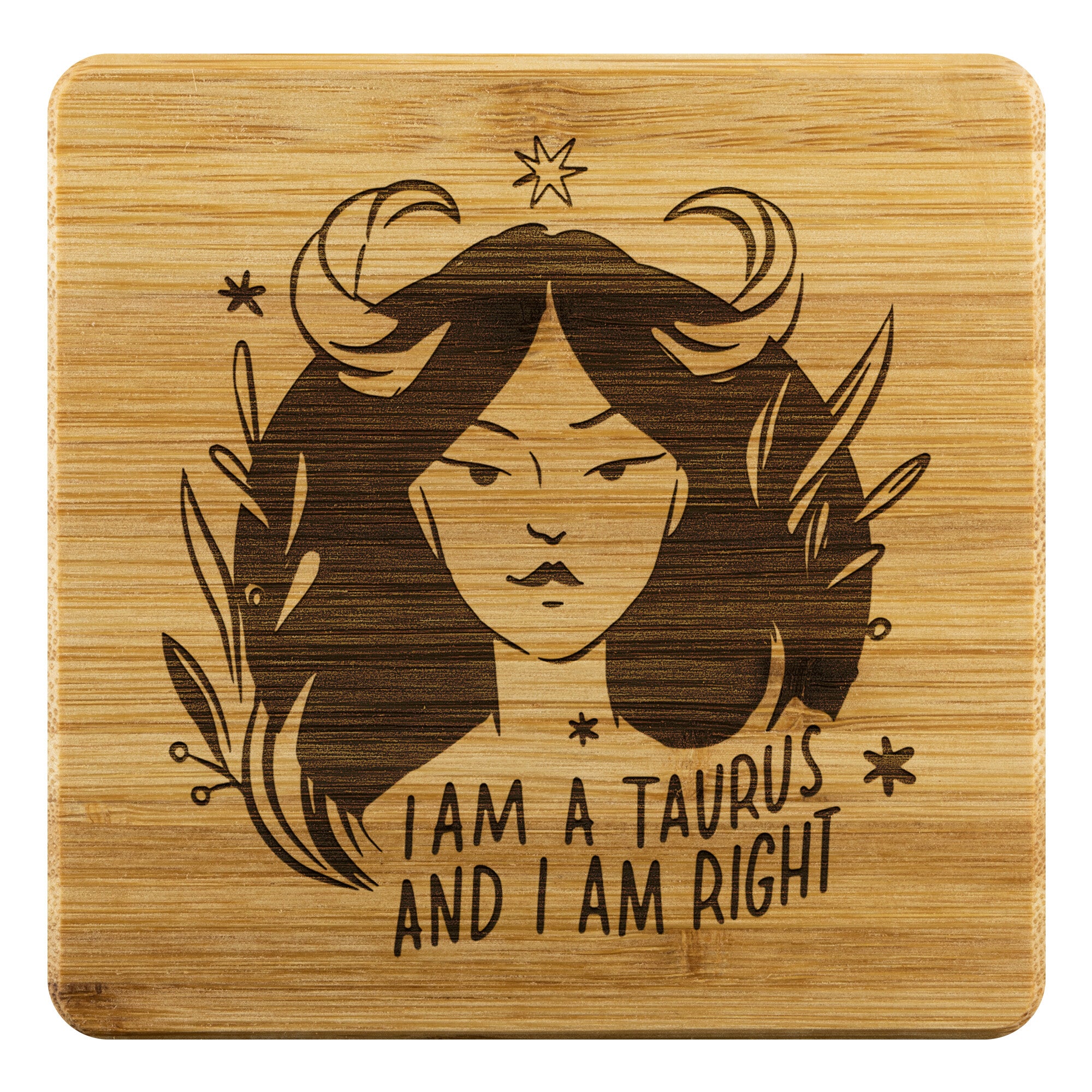 Taurus Bamboo Coaster - 4pc